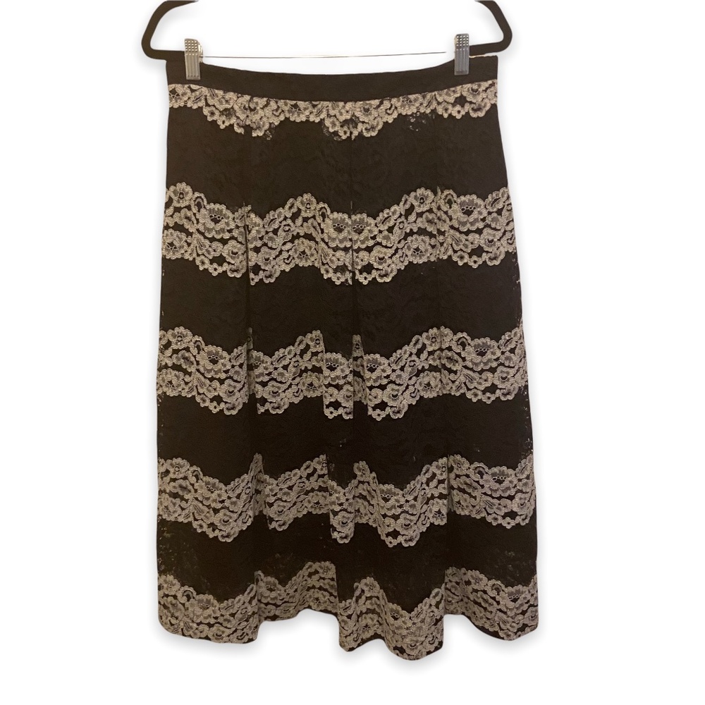 NWT Who What Wear Black and White Lace Midi Skirt